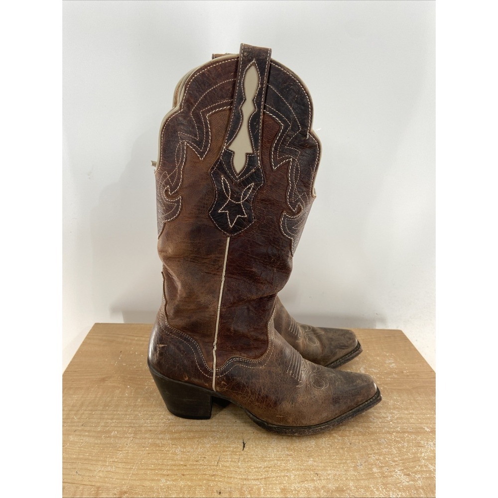 J.B. Dillon Women's Size 7.5 B Brown Cowboy Boots Genuine Goat Leather JBW5001